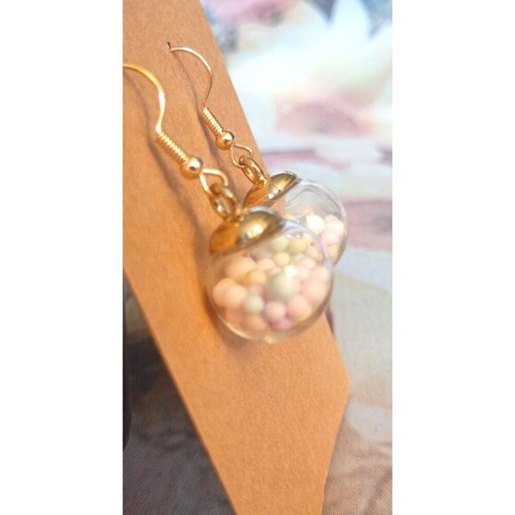 Colorful Glass Ball Earrings Pastel Beads NEW Handmade Style Gift Boxed - Picture 3 of 5